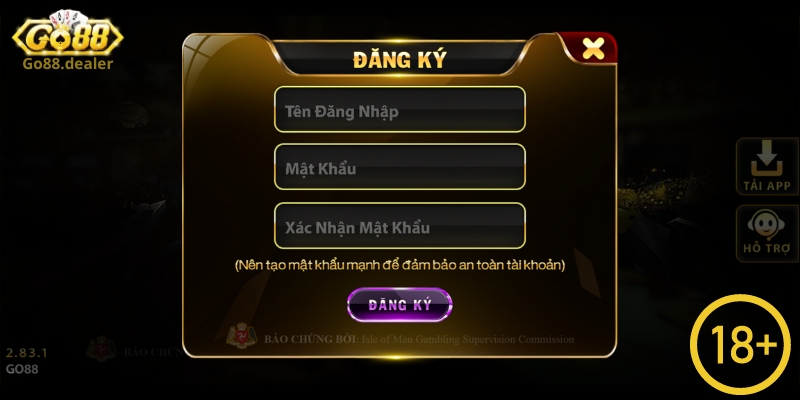Khi đăng ký Go88 người chơi bắt buộc phải đủ 18 tuổi trở lên 